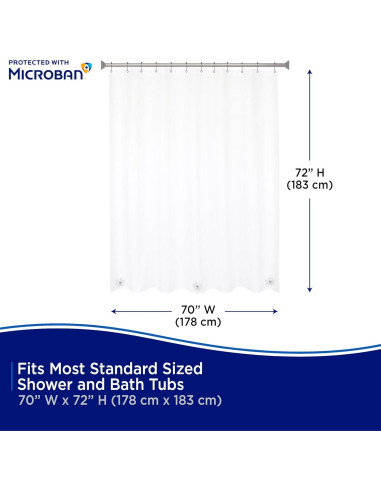 Cortina de Ducha Kenney PEVA Antimicrobiana 178x183 cm