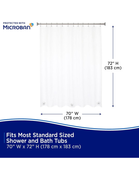 Cortina de Ducha Kenney PEVA Antimicrobiana 178x183 cm