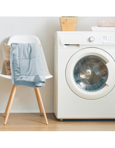 Manta Doble Madison Park Windom Microfibra Azul con Ribete Satinado