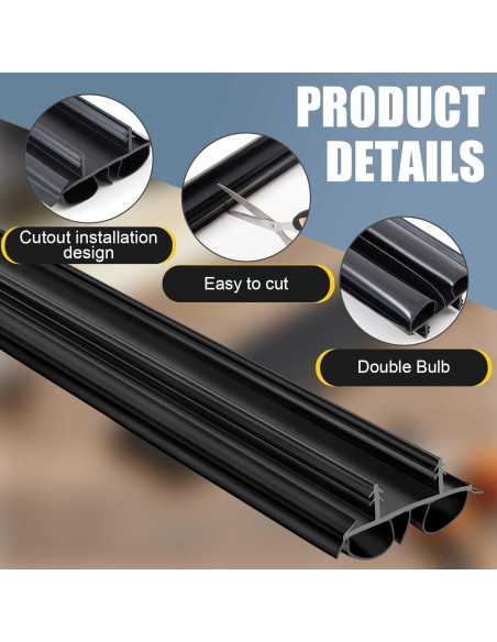 Barrera de Puerta Doble Burbuja Pushglossy 2 Pcs 91.5 cm PVC Negro