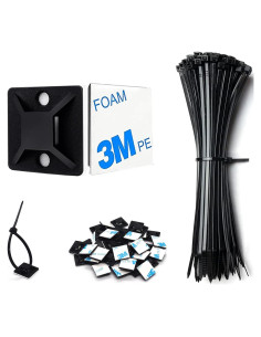 Soporte de Montaje Adhesivo CZXNBI - 50 Clips de Cable Negro