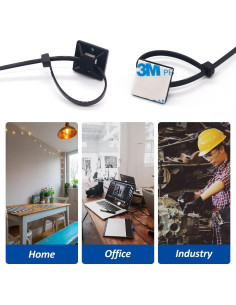 Soporte de Montaje Adhesivo CZXNBI - 50 Clips de Cable Negro 2