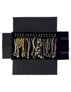 Organizador de Joyas de Viaje UnionPlus Terciopelo Negro 16 Compartimentos