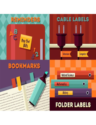 Pestañas Adhesivas KICNIC 750 Piezas 1.19x4.5cm Colores Neón