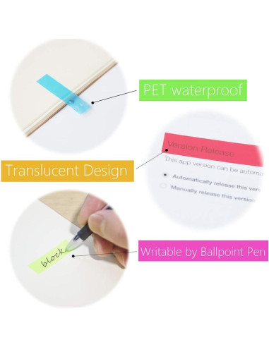 Pestañas Adhesivas KICNIC 750 Piezas 1.19x4.5cm Colores Neón