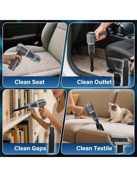 Aspiradora de Coche Portátil Koucen 4 en 1 20000Pa Gris