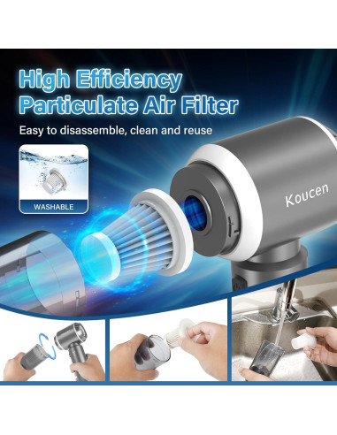 Aspiradora de Coche Portátil Koucen 4 en 1 20000Pa Gris