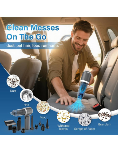 Aspiradora de Coche Portátil Koucen 4 en 1 20000Pa Gris