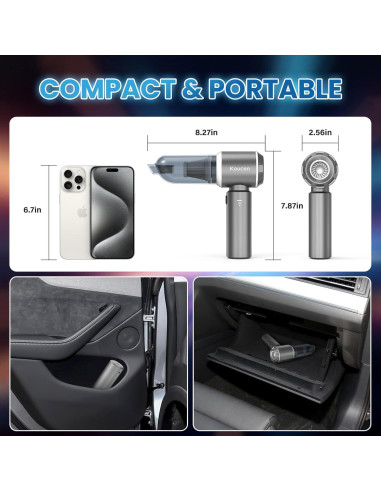 Aspiradora de Coche Portátil Koucen 4 en 1 20000Pa Gris