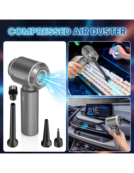 Aspiradora de Coche Portátil Koucen 4 en 1 20000Pa Gris