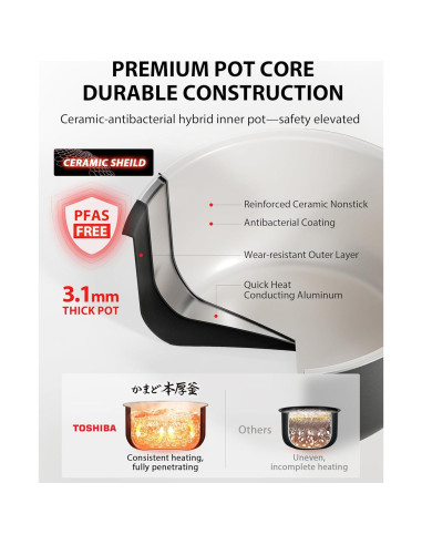 Olla Arrocera TOSHIBA RC-10DRUNA 5.5 Tazas 15 Funciones