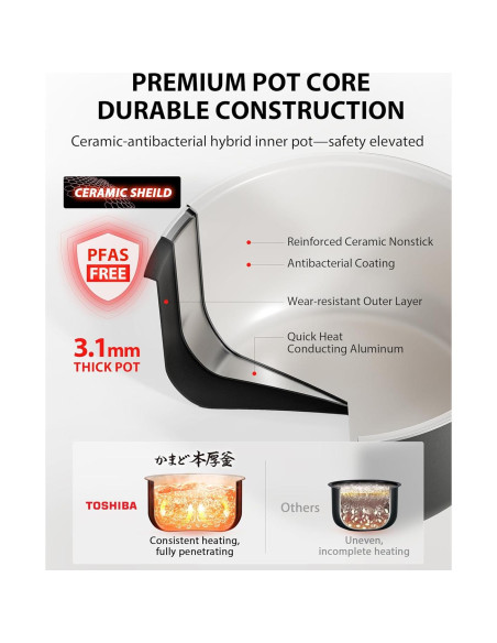 Olla Arrocera TOSHIBA RC-10DRUNA 5.5 Tazas 15 Funciones