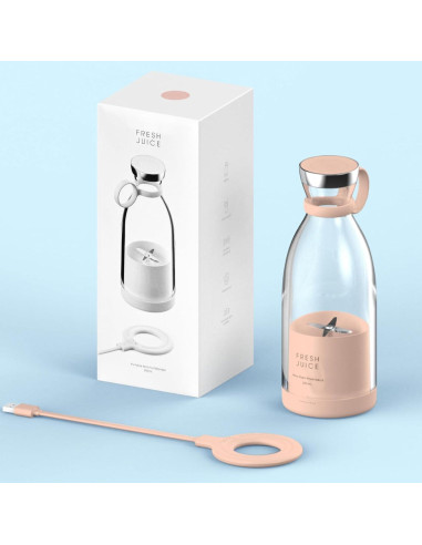 Mezclador Portátil Bebesiri 350ml USB Acero Inoxidable Rosa