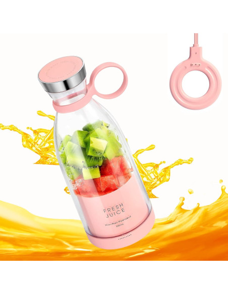 Mezclador Portátil Bebesiri 350ml USB Acero Inoxidable Rosa