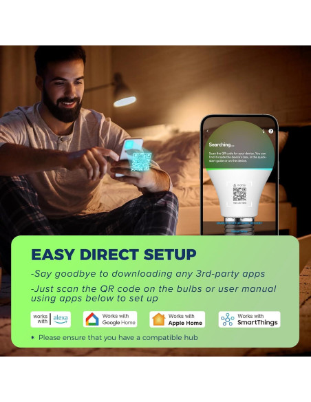 Bombillas Inteligentes Matter 100W E26 WiFi RGB 1350LM 4PCS