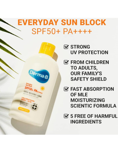 Derma B Protector Solar SPF50+ PA++++ 200ml Hidratante Ligero