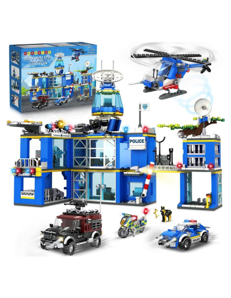 HOGOKIDS Estación de Policía Set 1260 Piezas Juguete STEM