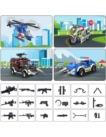 HOGOKIDS Estación de Policía Set 1260 Piezas Juguete STEM