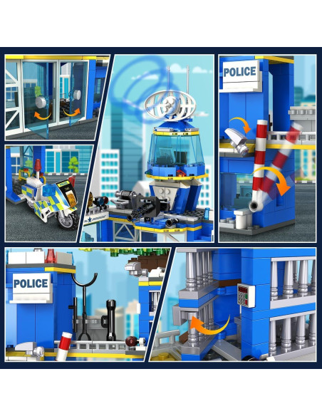 HOGOKIDS Estación de Policía Set 1260 Piezas Juguete STEM