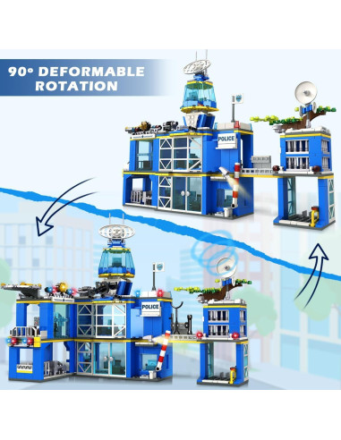 HOGOKIDS Estación de Policía Set 1260 Piezas Juguete STEM