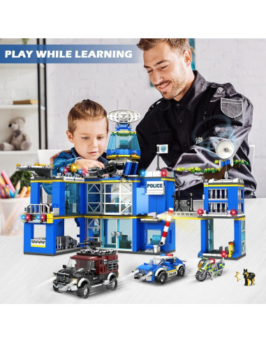 HOGOKIDS Estación de Policía Set 1260 Piezas Juguete STEM