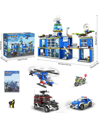 HOGOKIDS Estación de Policía Set 1260 Piezas Juguete STEM
