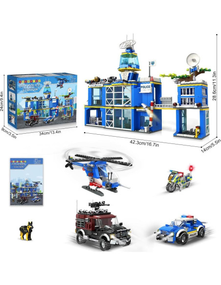 HOGOKIDS Estación de Policía Set 1260 Piezas Juguete STEM