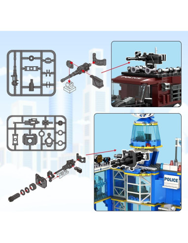 HOGOKIDS Estación de Policía Set 1260 Piezas Juguete STEM