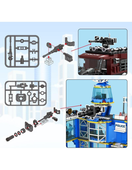 HOGOKIDS Estación de Policía Set 1260 Piezas Juguete STEM