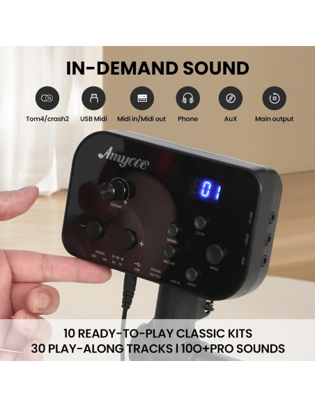 Batería Electrónica GAOMON con 4 Almohadillas y 150 Sonidos