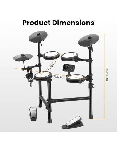 Batería Electrónica GAOMON con 4 Almohadillas y 150 Sonidos