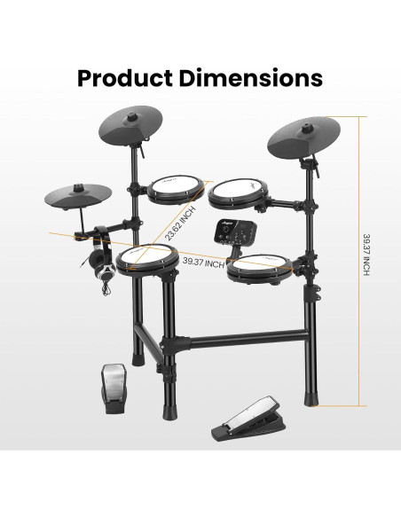 Batería Electrónica GAOMON con 4 Almohadillas y 150 Sonidos