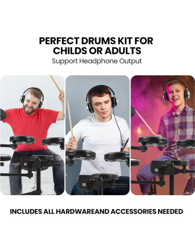 Batería Electrónica GAOMON con 4 Almohadillas y 150 Sonidos