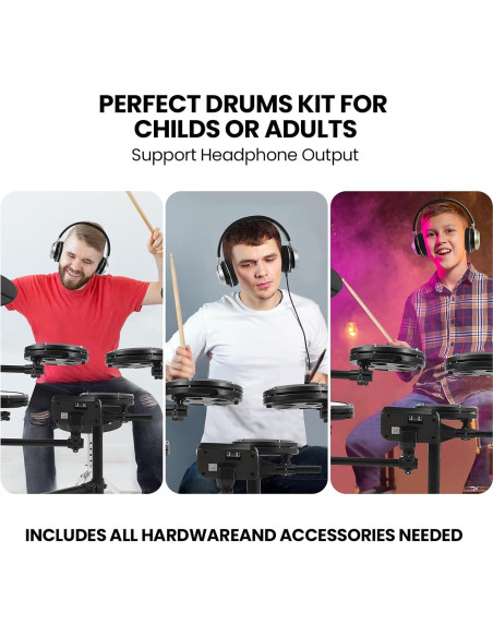 Batería Electrónica GAOMON con 4 Almohadillas y 150 Sonidos