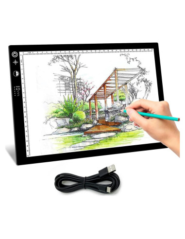 Caja de Luz LED A4 DKQFOO Ultra Fina con 3 Brillos y Temporizador