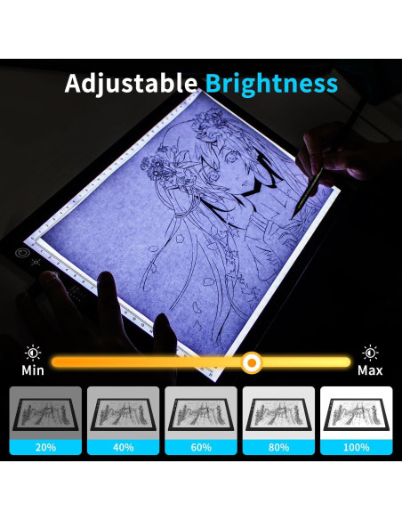 Caja de Luz LED A4 DKQFOO Ultra Fina con 3 Brillos y Temporizador Caja de Luz LED A4 DKQFOO Ultra Fina con 3 Brillos y Temporizador