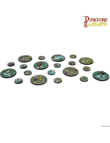 Bases Detalladas Dungeons & Lasers 80 Piezas RPG 25mm 50mm