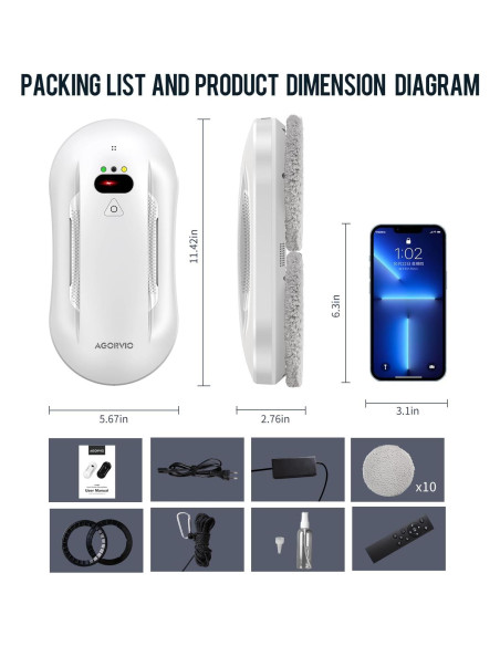 Robot Limpiador de Ventanas AGORVIO T6 PRO con Control Remoto