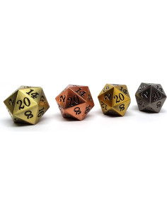 Dado D20 de Metal Easy Roller - Juego de 4 con Fuente Exclusiva 2
