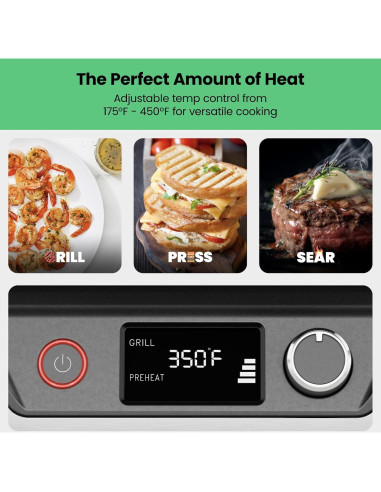 Chefman Prensa Panini 5-en-1 Acero Inoxidable Digital