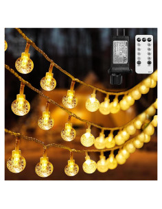 Luces de Cuerda Globo 15m 100 LED Cálido con Remoto y Temporizador