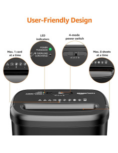 Trituradora de Papel Amazon Basics 8 Hojas Corte Cruzado 2