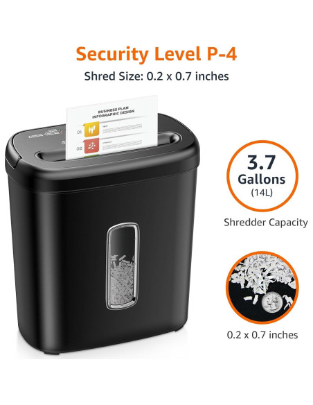 Trituradora de Papel Amazon Basics 8 Hojas Corte Cruzado