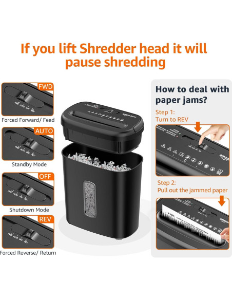 Trituradora de Papel Amazon Basics 8 Hojas Corte Cruzado