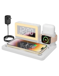 Estación de Carga Inalámbrica 5 en 1 YEAPOWER con Reloj