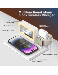 Estación de Carga Inalámbrica 5 en 1 YEAPOWER con Reloj 2