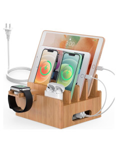 Estación de Carga de Bambú Pezin & Hulin 5 Puertos USB