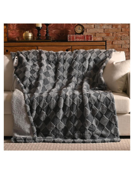 Manta Térmica Bearhug 130 x 150 cm, Eléctrica Gris Sherpa