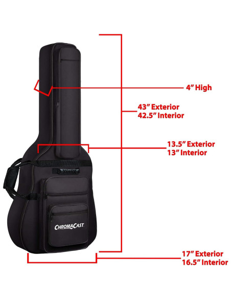 Funda Acolchada ChromaCast para Guitarra Acústica 6 Bolsillos