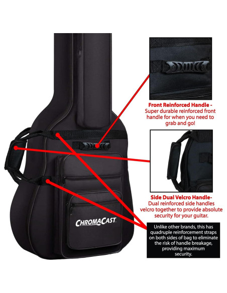 Funda Acolchada ChromaCast para Guitarra Acústica 6 Bolsillos